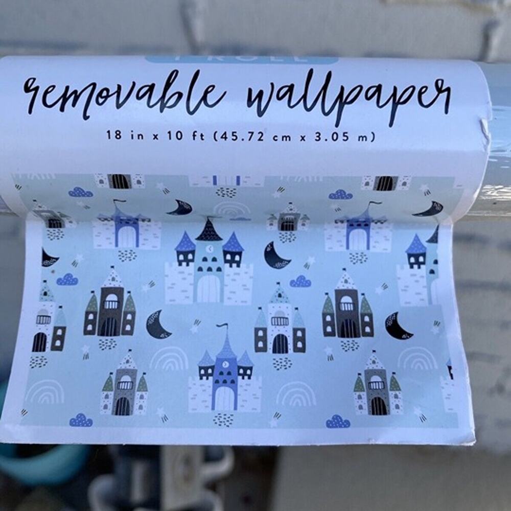 Removable WallPaper Home Decor Gray Purple Castle Moon NEW NWT By Target
